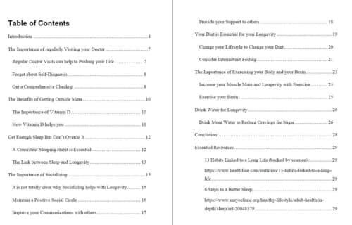 Aging Secrets ebook TOC